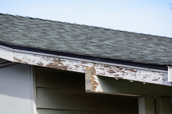Fascia board in a roof getting replaced